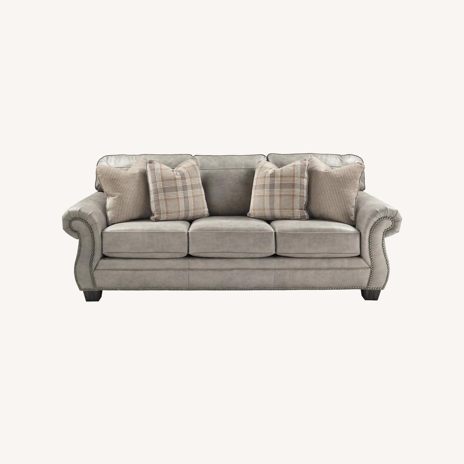 Ashley Furniture Olsberg Queen Leather Sleeper Sofa - image-0