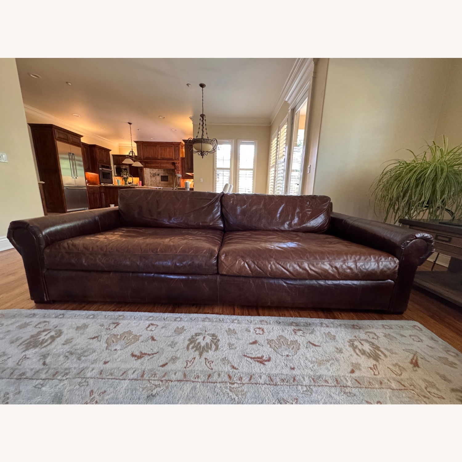 Restoration Hardware Leather Sofa - image-2