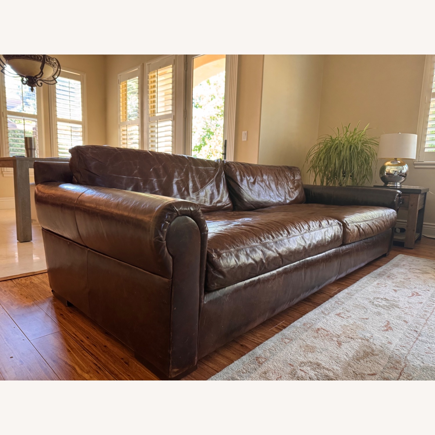 Restoration Hardware Leather Sofa - image-4