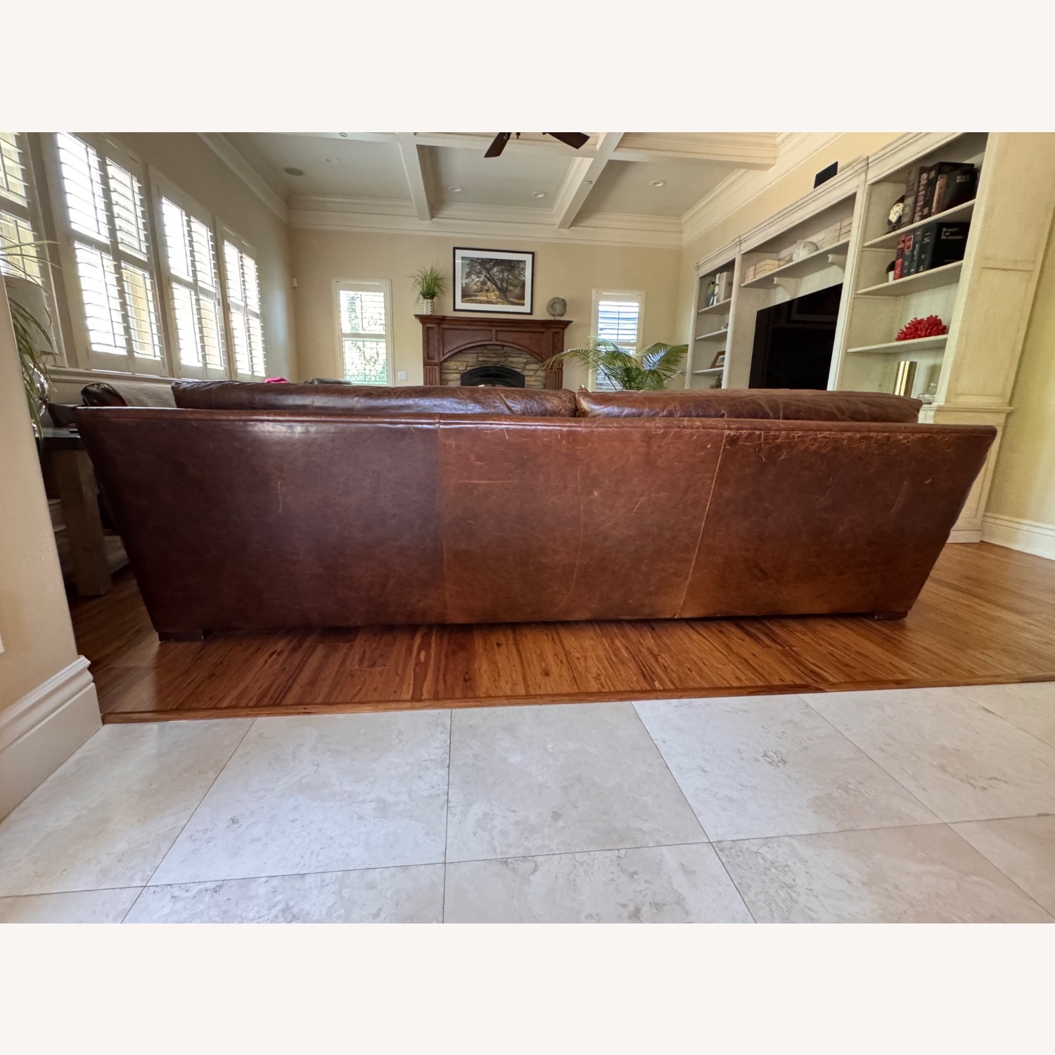 Restoration Hardware Leather Sofa - image-5