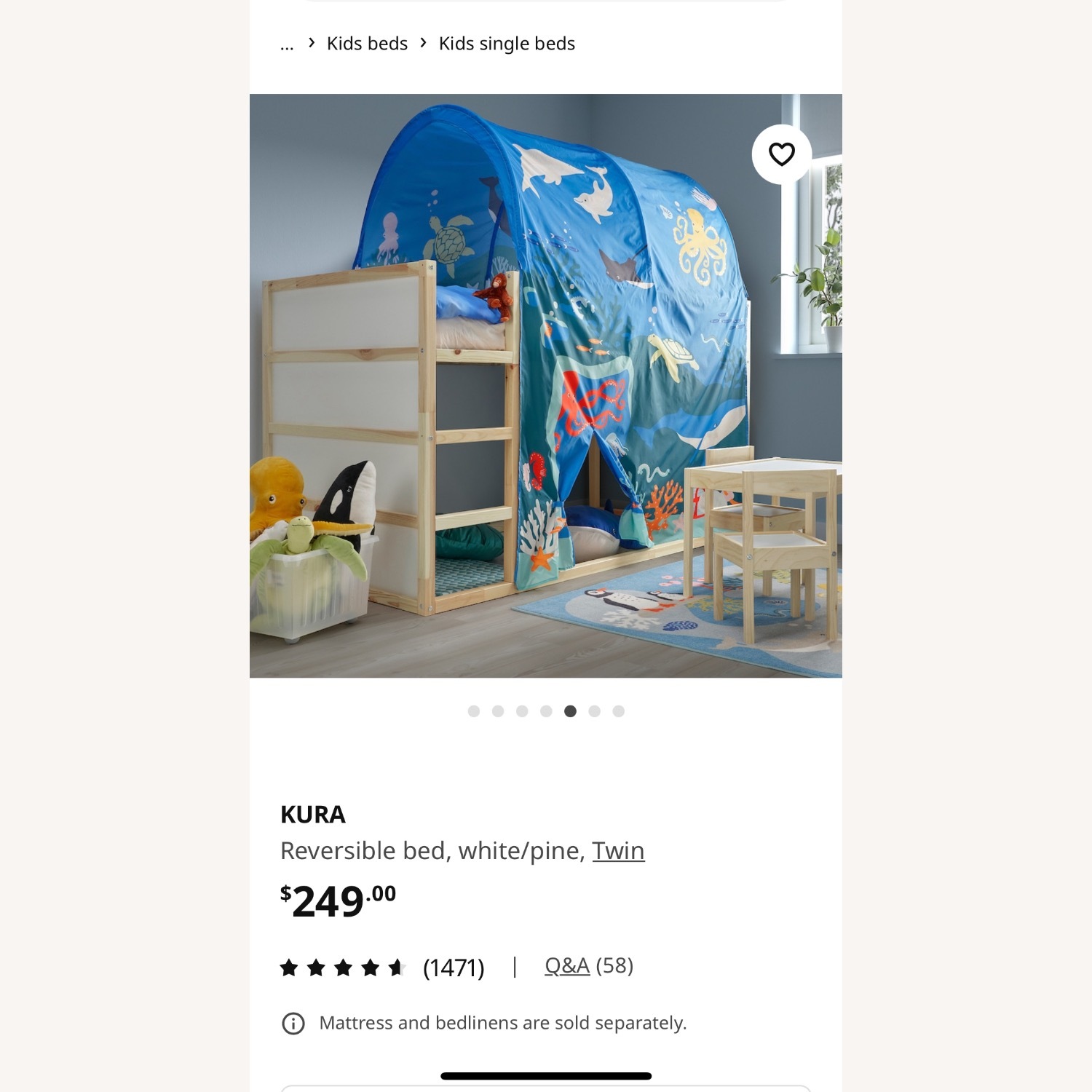 IKEA KURA Reversible Bed, White/Pine, Twin - image-4