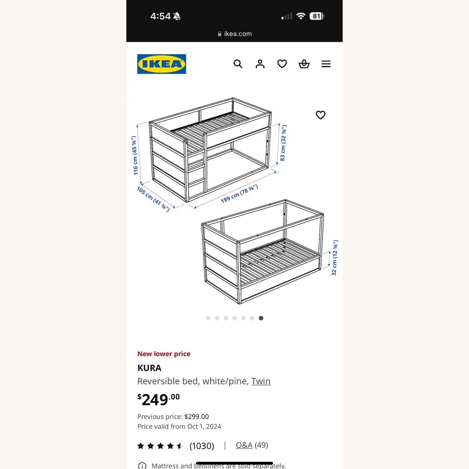 IKEA KURA Reversible Bed, White/Pine, Twin - image-3