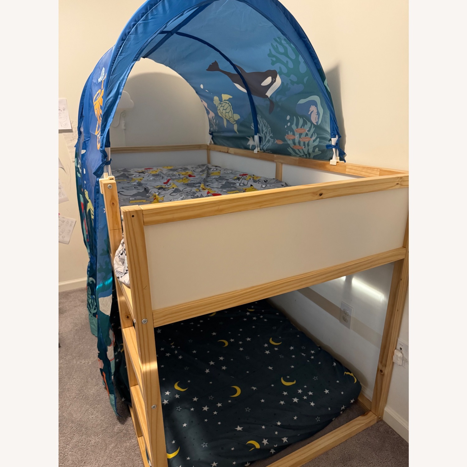 IKEA KURA Reversible Bed, White/Pine, Twin - image-1