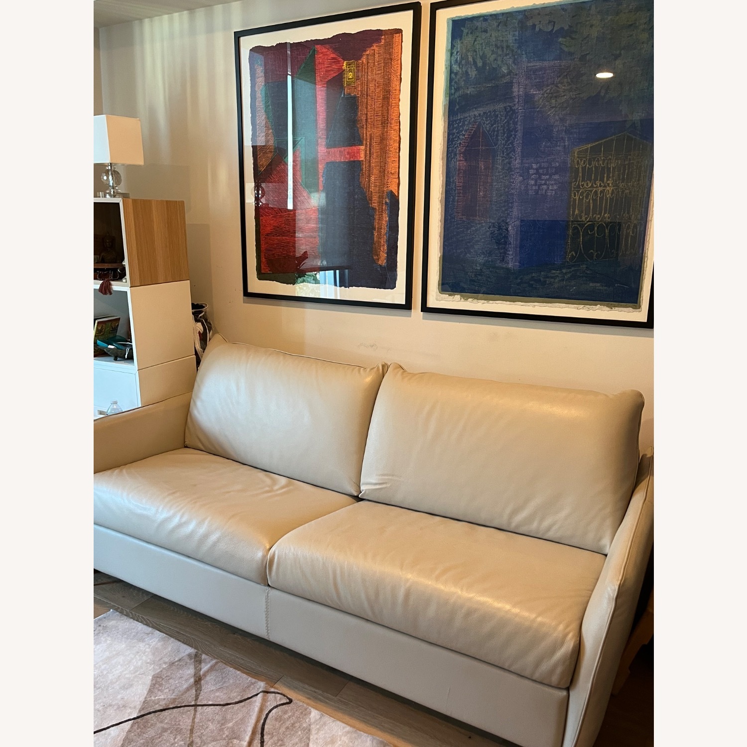 Wayfair Bemidji White Leather Queen Sleeper Sofa - image-1