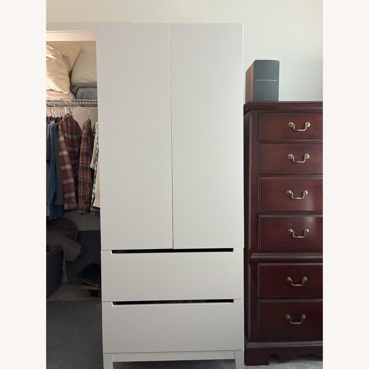 White Wooden Armoire Coat Closet - image-1
