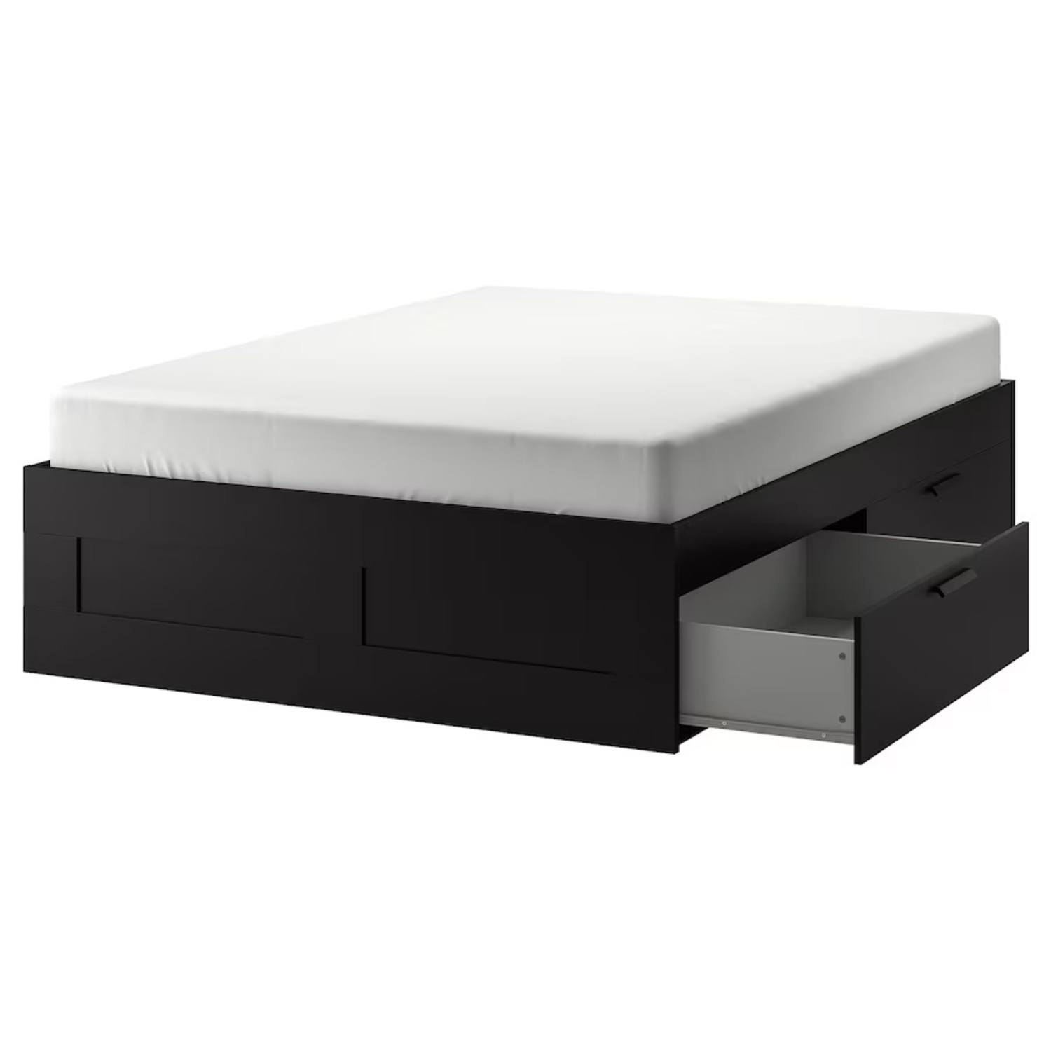 IKEA Brimnes Bed Frame with Storage Black Queen - image-4