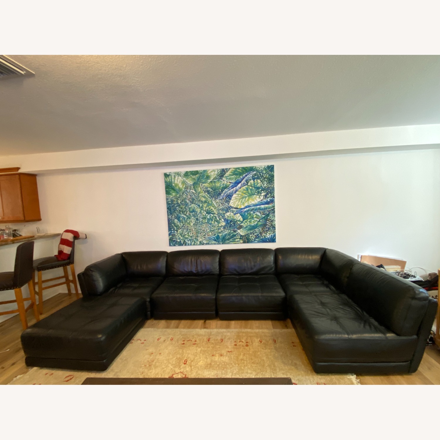 Chateau D'Ax 6 Piece Black Leather Sectional - image-1