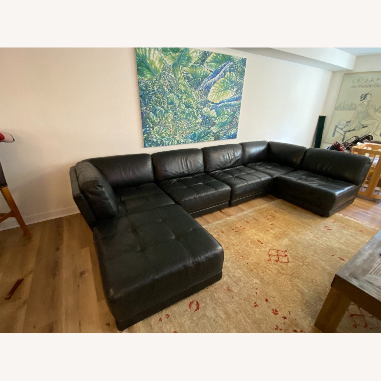 Chateau D'Ax 6 Piece Black Leather Sectional - image-3