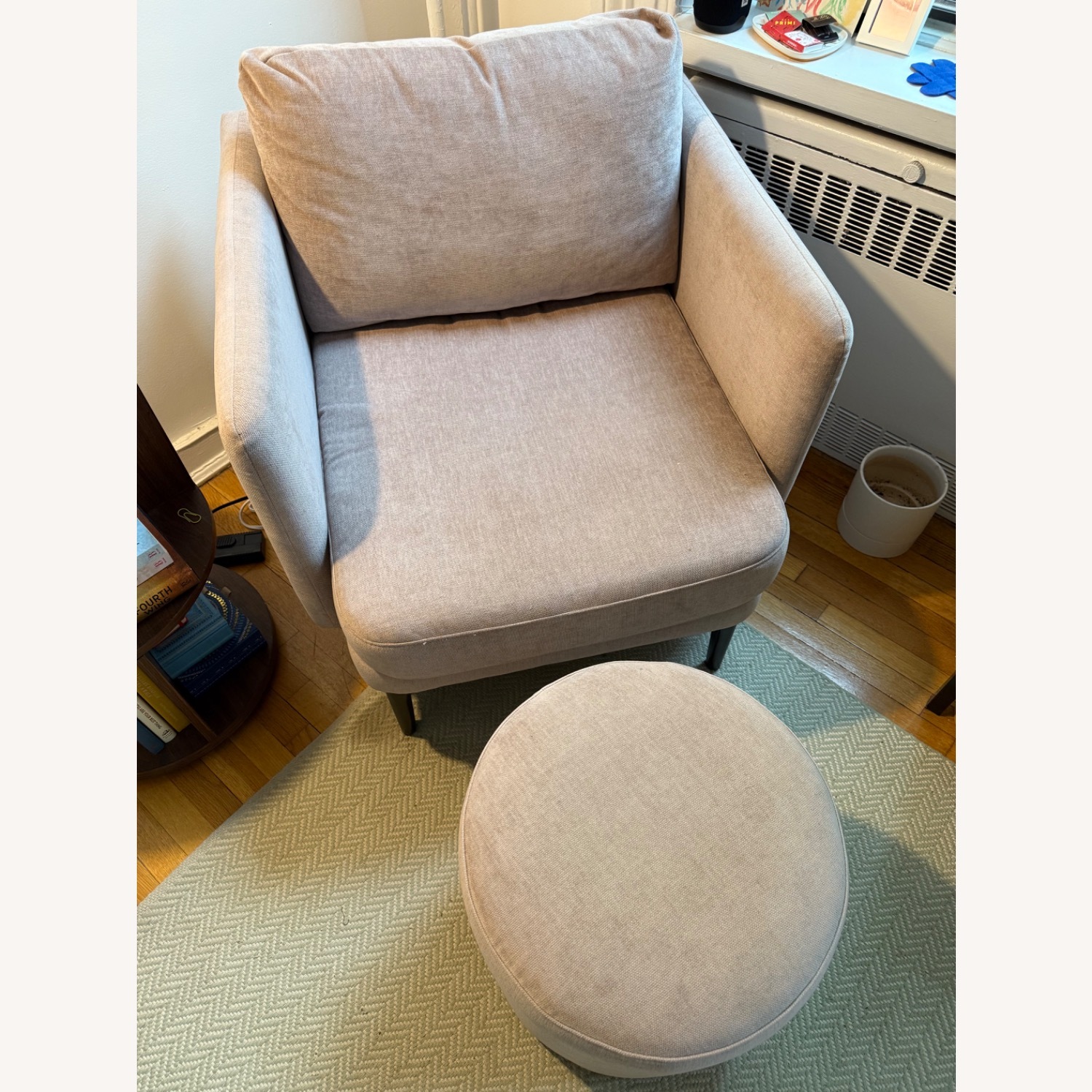 West Elm Auburn Mauve Chair & Ottoman - image-2