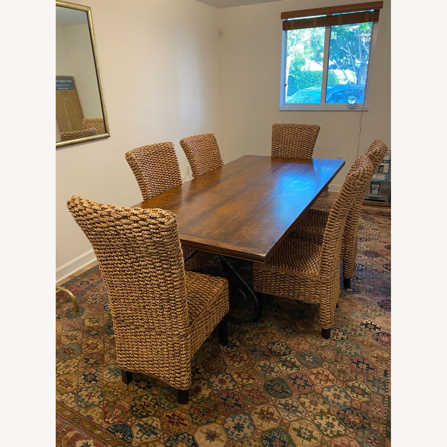 Solid Hardwood Dining Table with Iron Base - image-1