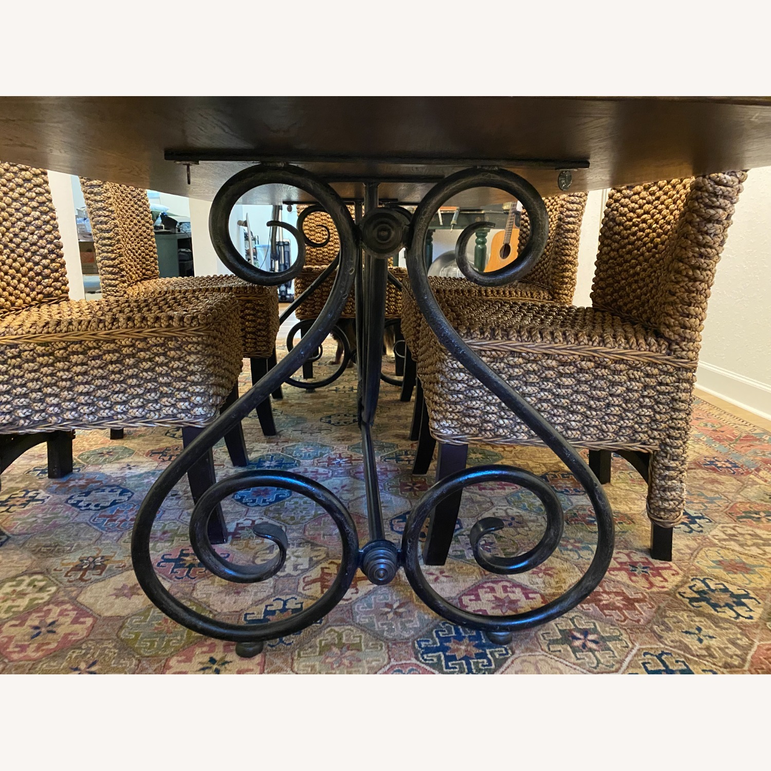 Solid Hardwood Dining Table with Iron Base - image-2