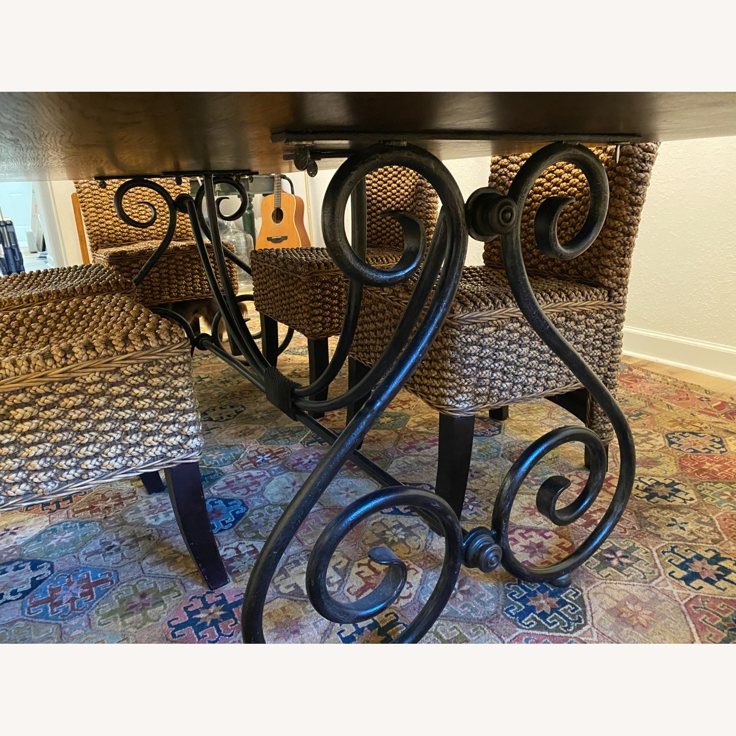 Solid Hardwood Dining Table with Iron Base - image-3