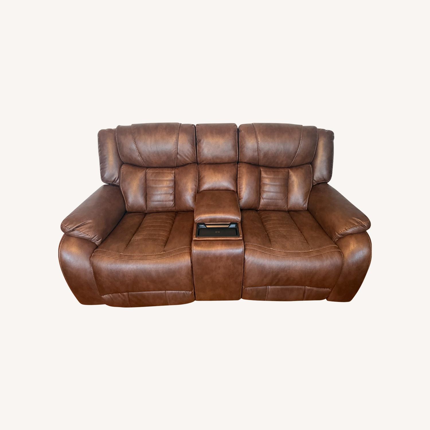 Ashley Furniture Dark Brown Real Leather 3-Piece Sectional  - image-0