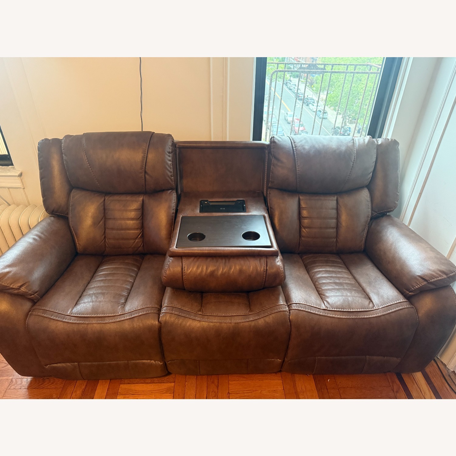 Ashley Furniture Dark Brown Real Leather 3-Piece Sectional  - image-5