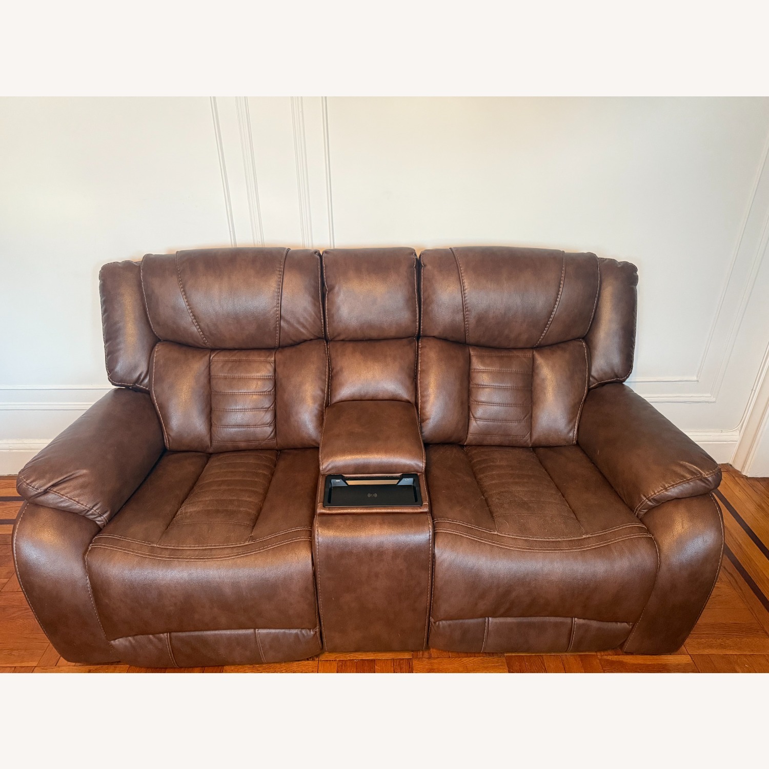Ashley Furniture Dark Brown Real Leather 3-Piece Sectional  - image-3