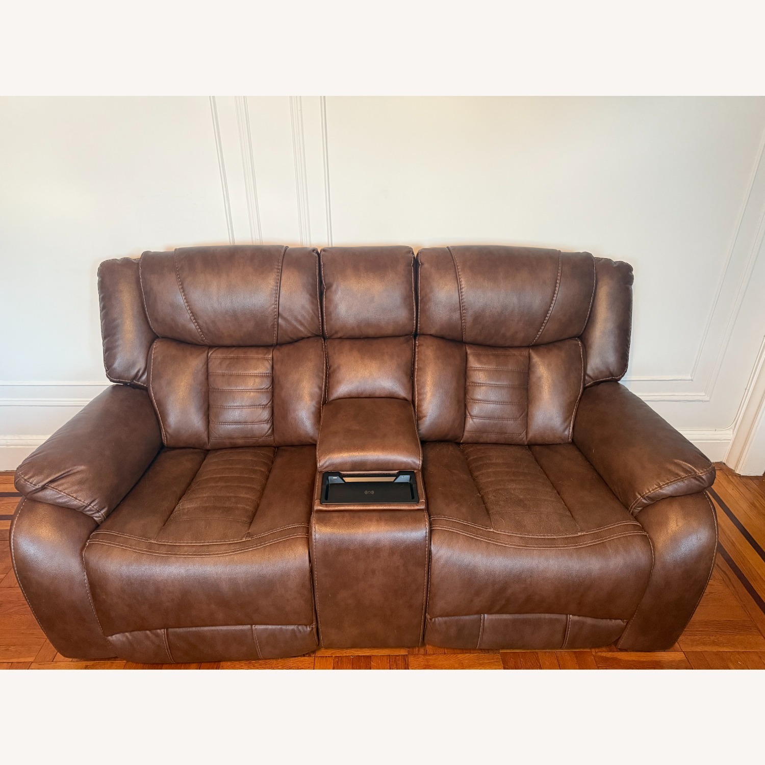 Ashley Furniture Dark Brown Real Leather 3-Piece Sectional  - image-1