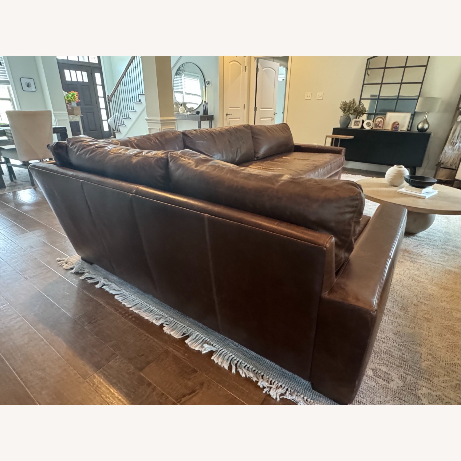 Restoration Hardware Leather Maxwell Couch - image-5