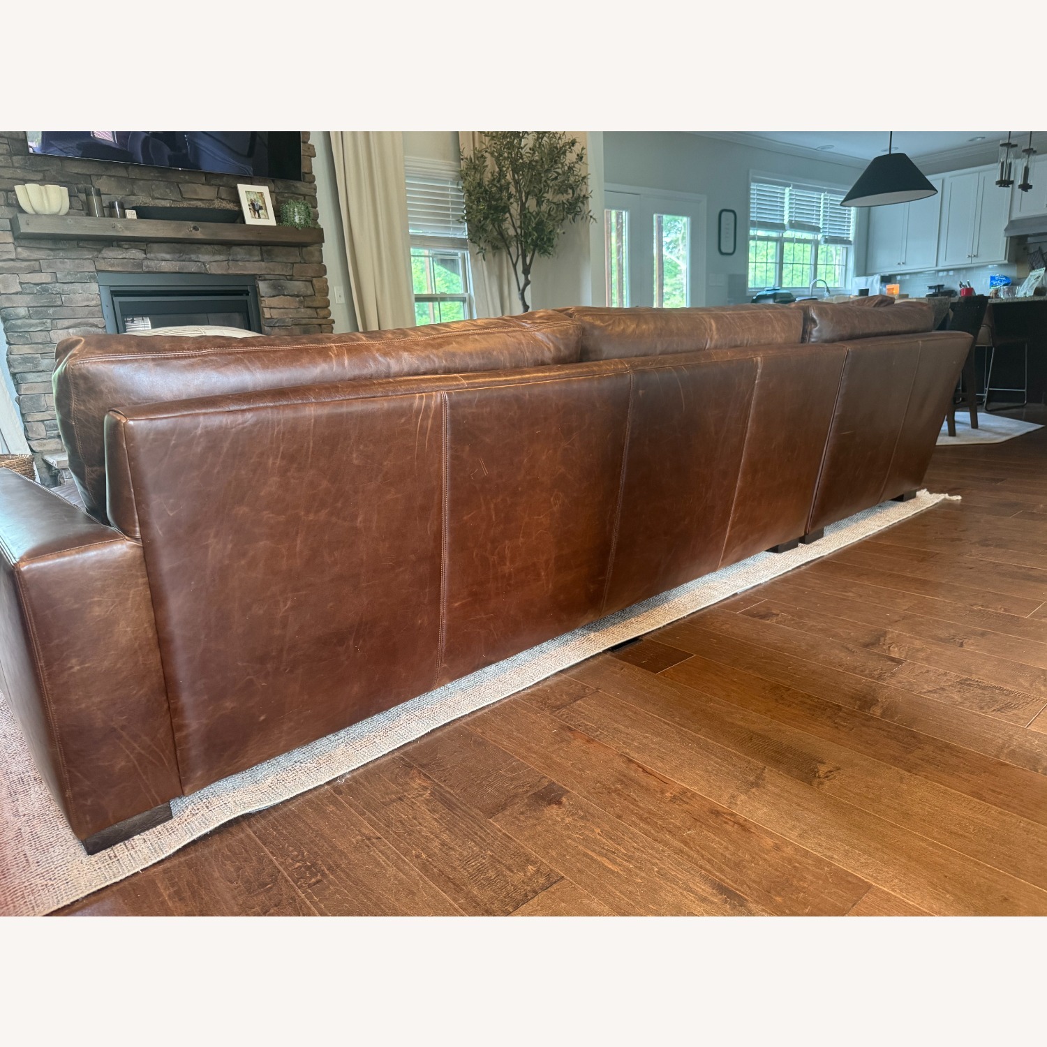 Restoration Hardware Leather Maxwell Couch - image-4
