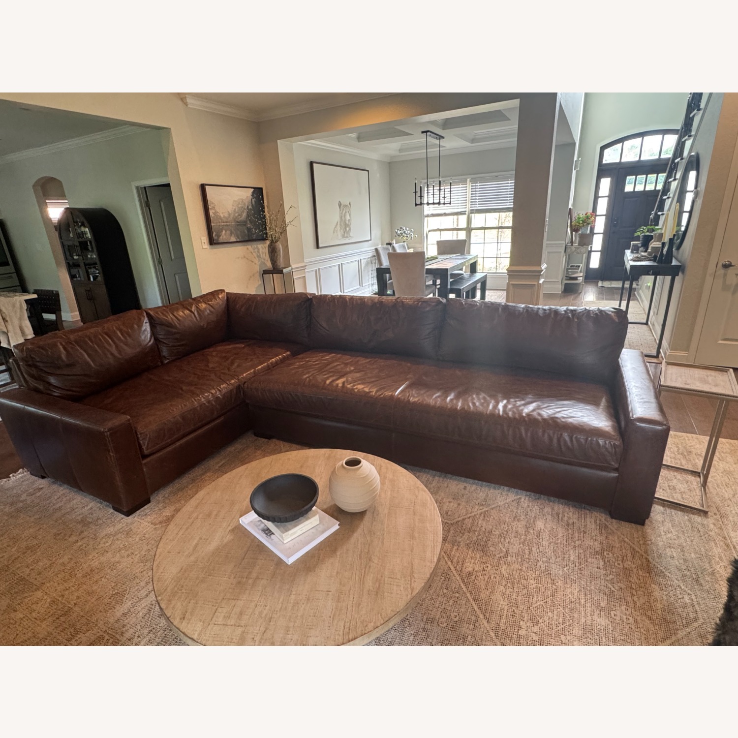 Restoration Hardware Leather Maxwell Couch - image-1