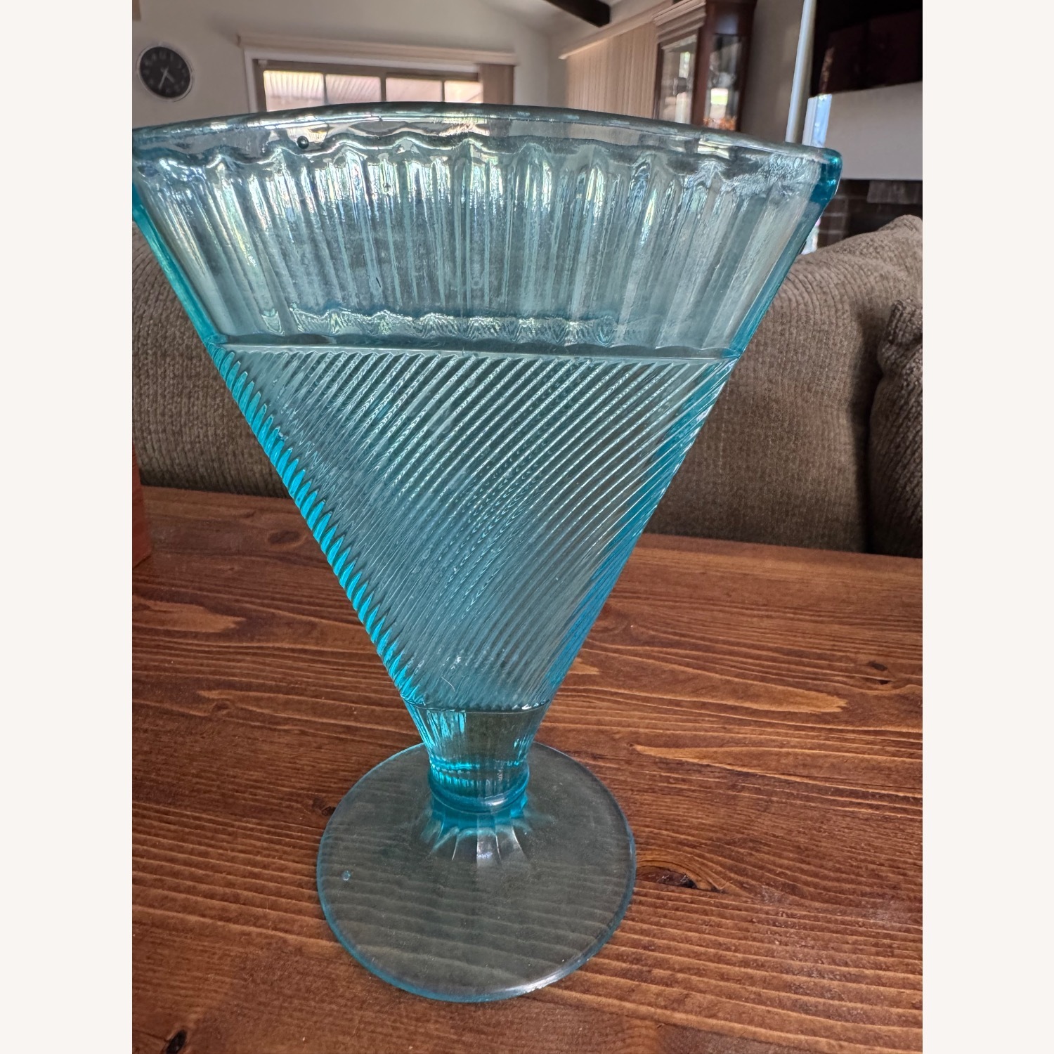 Glass Vase Vaseline Uranium Antique Depression  - image-1