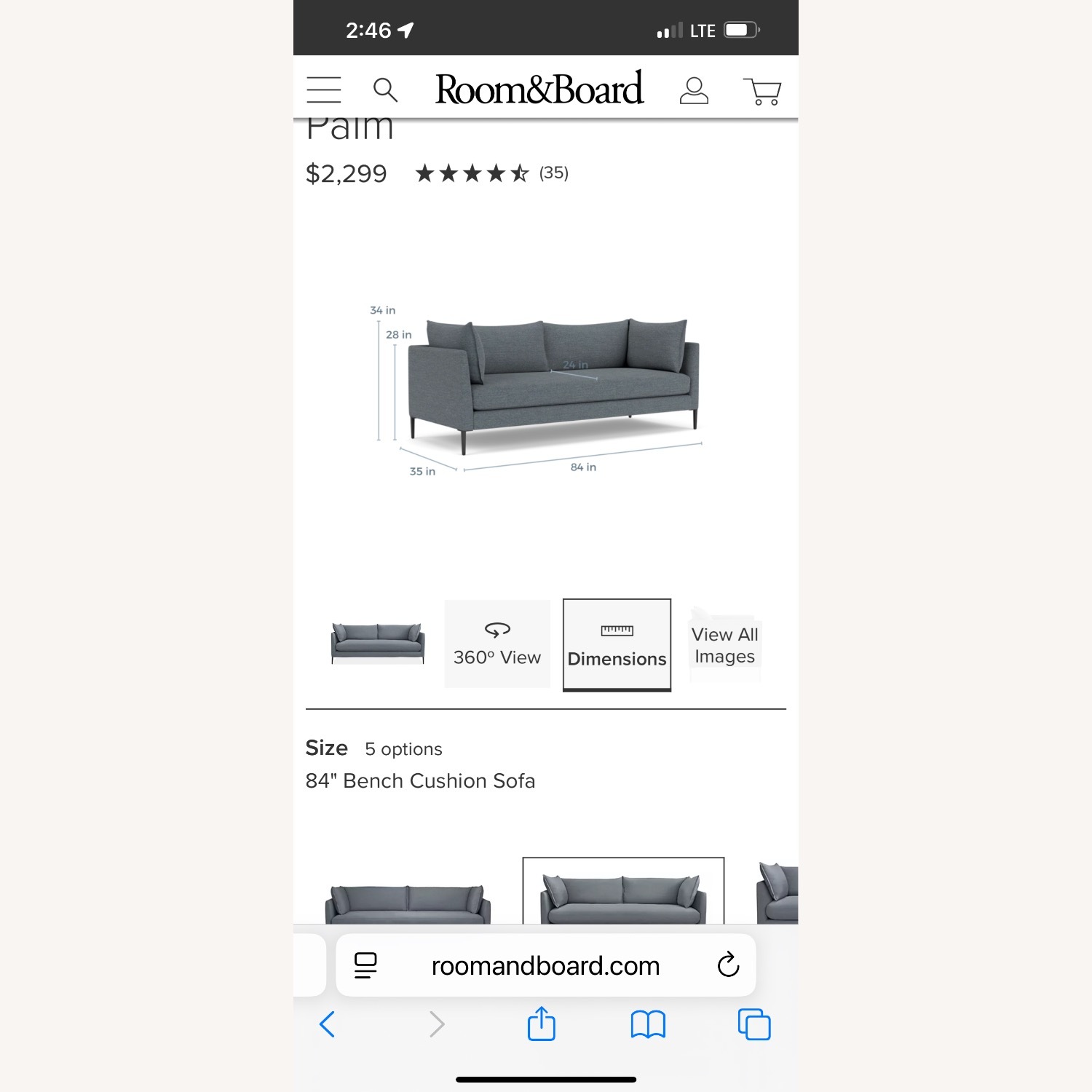 Room & Board Goodwin Sofa Indigo Blue - image-3