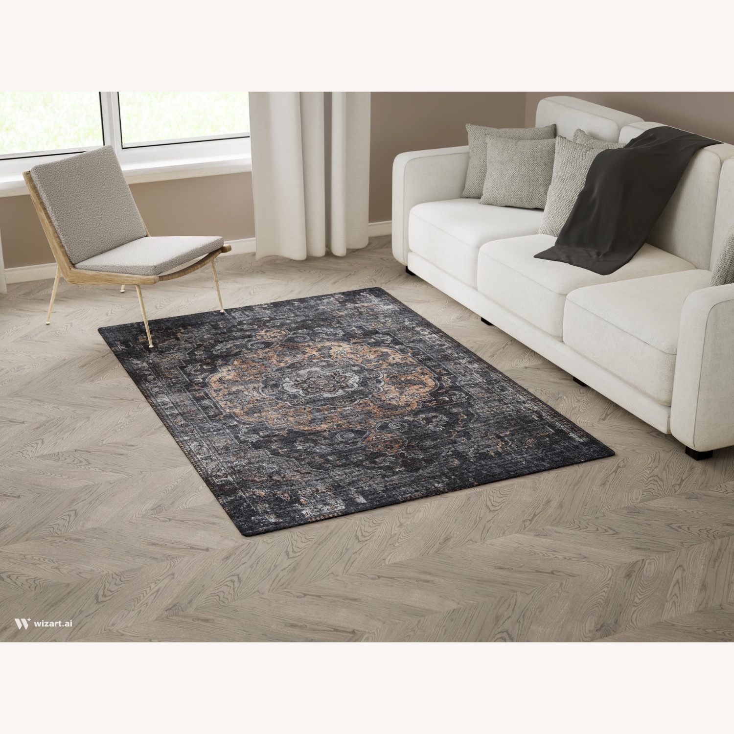 Printed Rug with Traditional and a Vintage Look - image-6