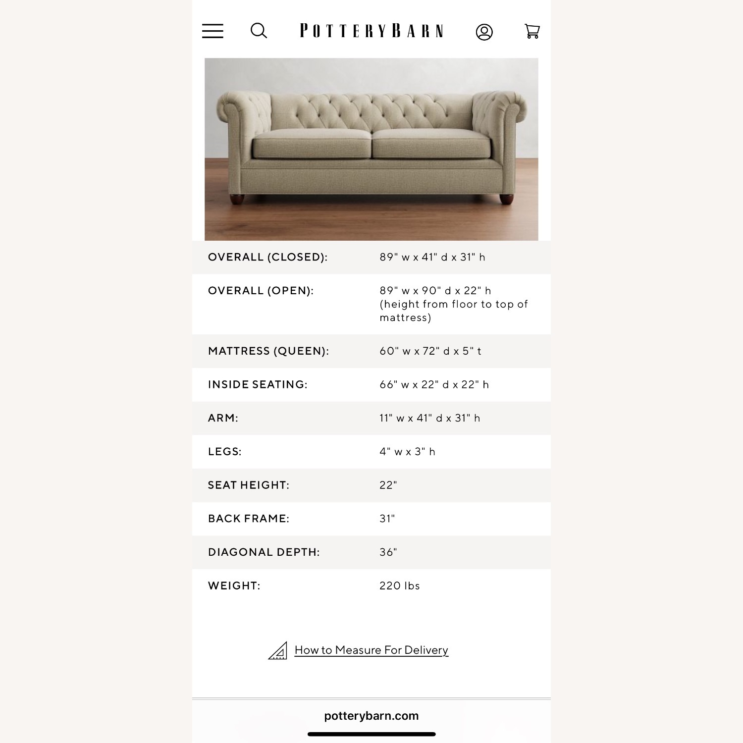 Pottery Barn Chesterfield Sleeper Sofa - image-6