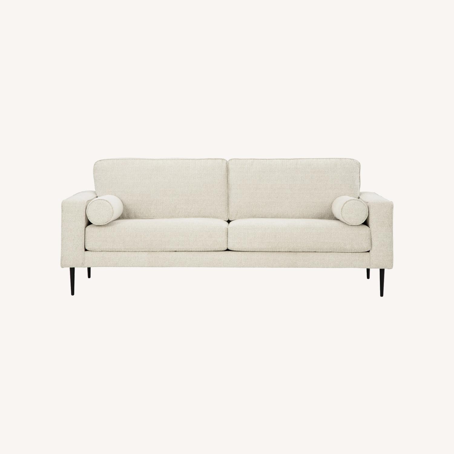Hazela Mid Century Modern Oatmeal 3 Seat Sofa - image-0