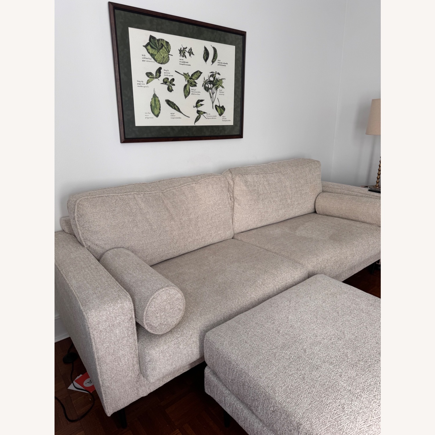 Hazela Mid Century Modern Oatmeal 3 Seat Sofa - image-1
