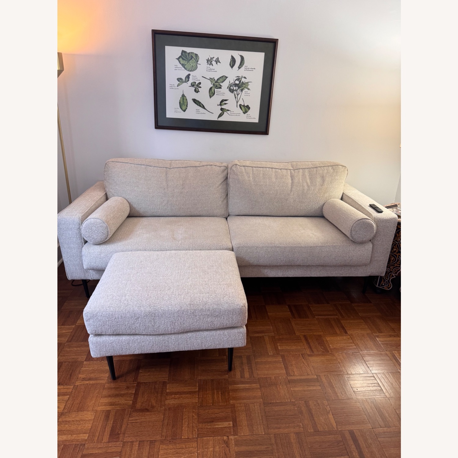 Hazela Mid Century Modern Oatmeal 3 Seat Sofa - image-2