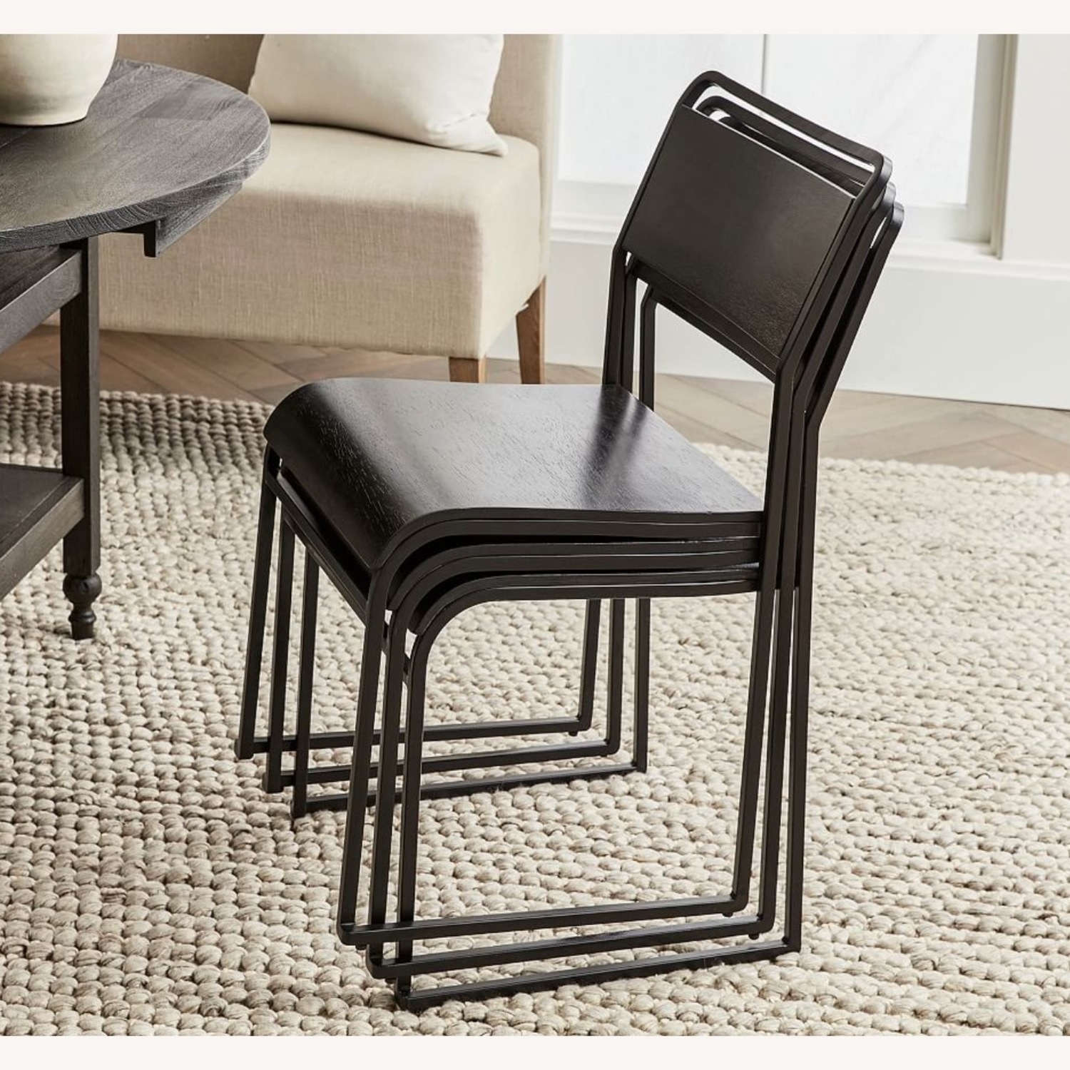 Set of 4 Pottery Barn Black Fallon Dining Chairs - image-4