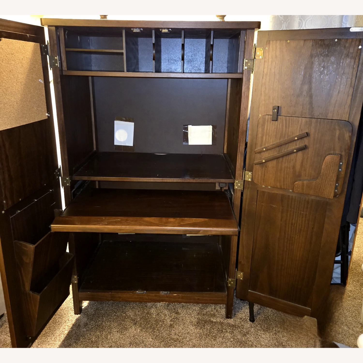 Oak Desk, Computer Return and Media Center - image-2