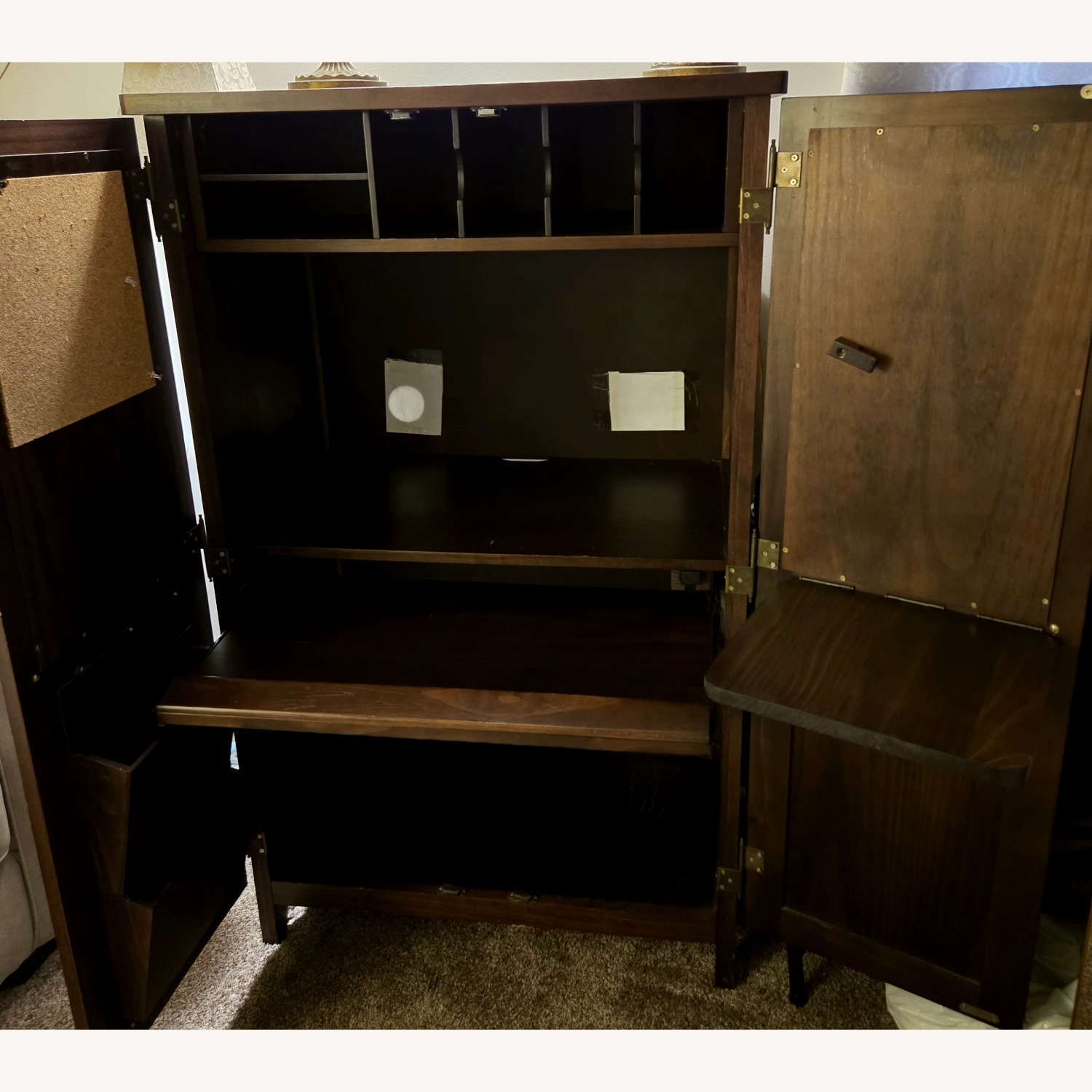 Oak Desk, Computer Return and Media Center - image-3