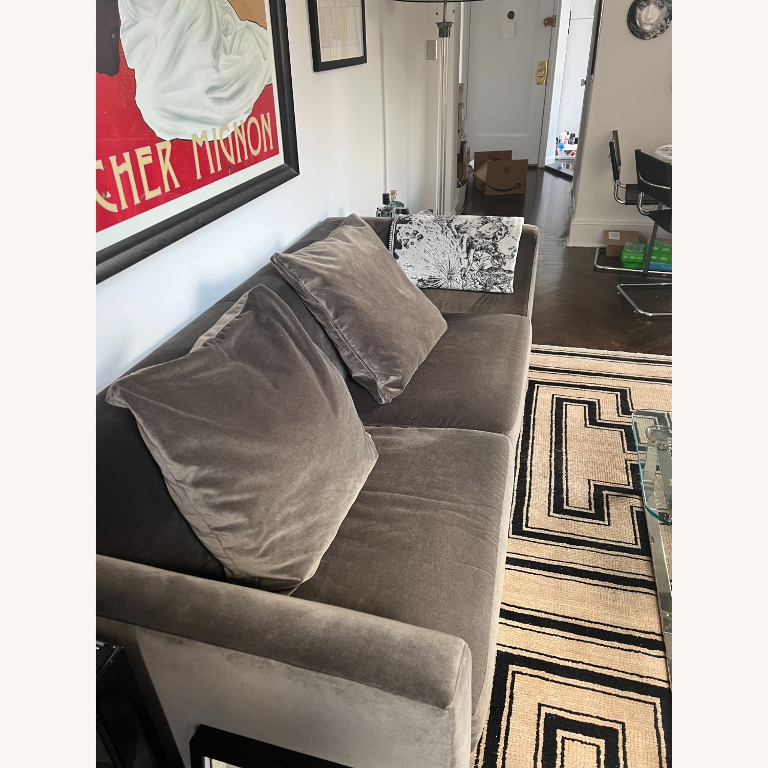 Sterling 76" Sofa in "Mink" Velvet - image-1