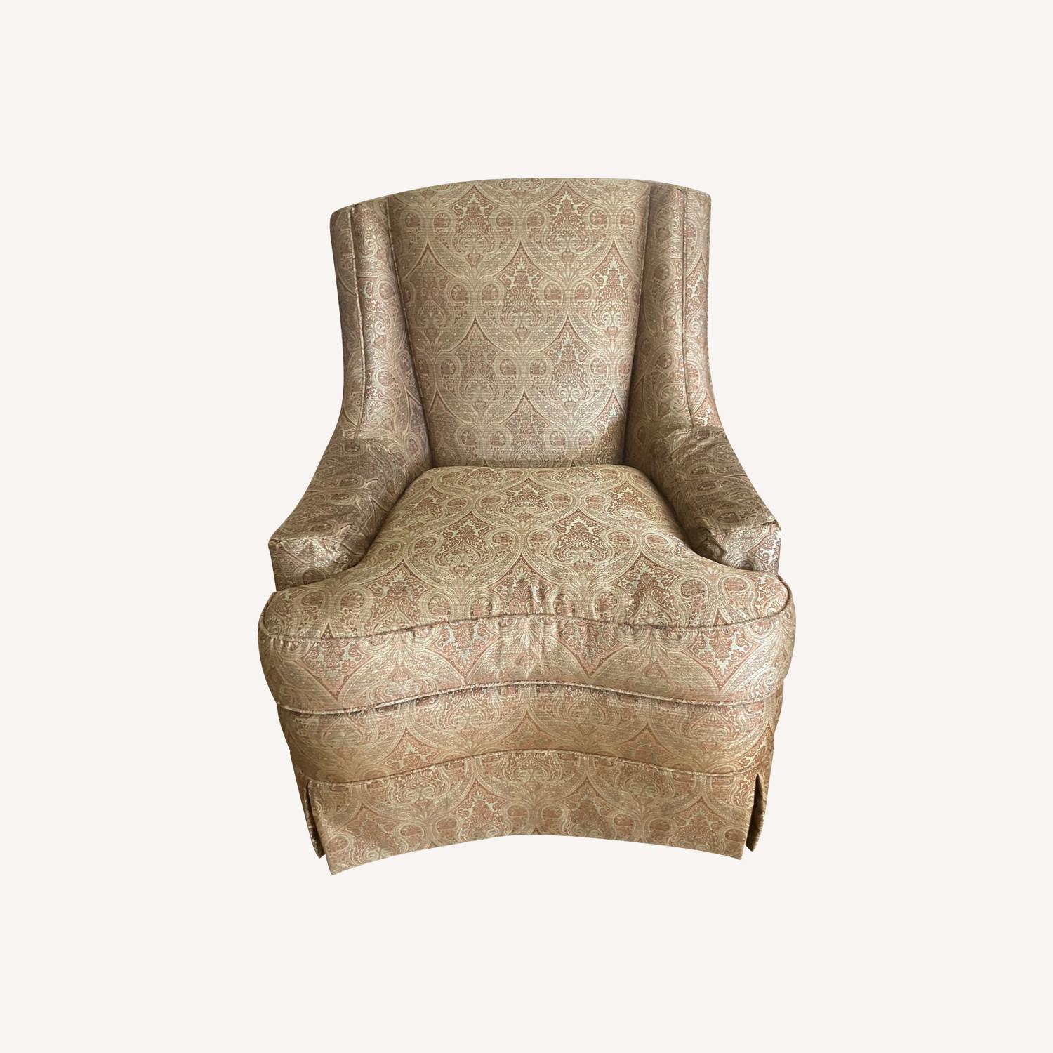 Soft Sage and Cocoa Silk Paisley Chair - image-0
