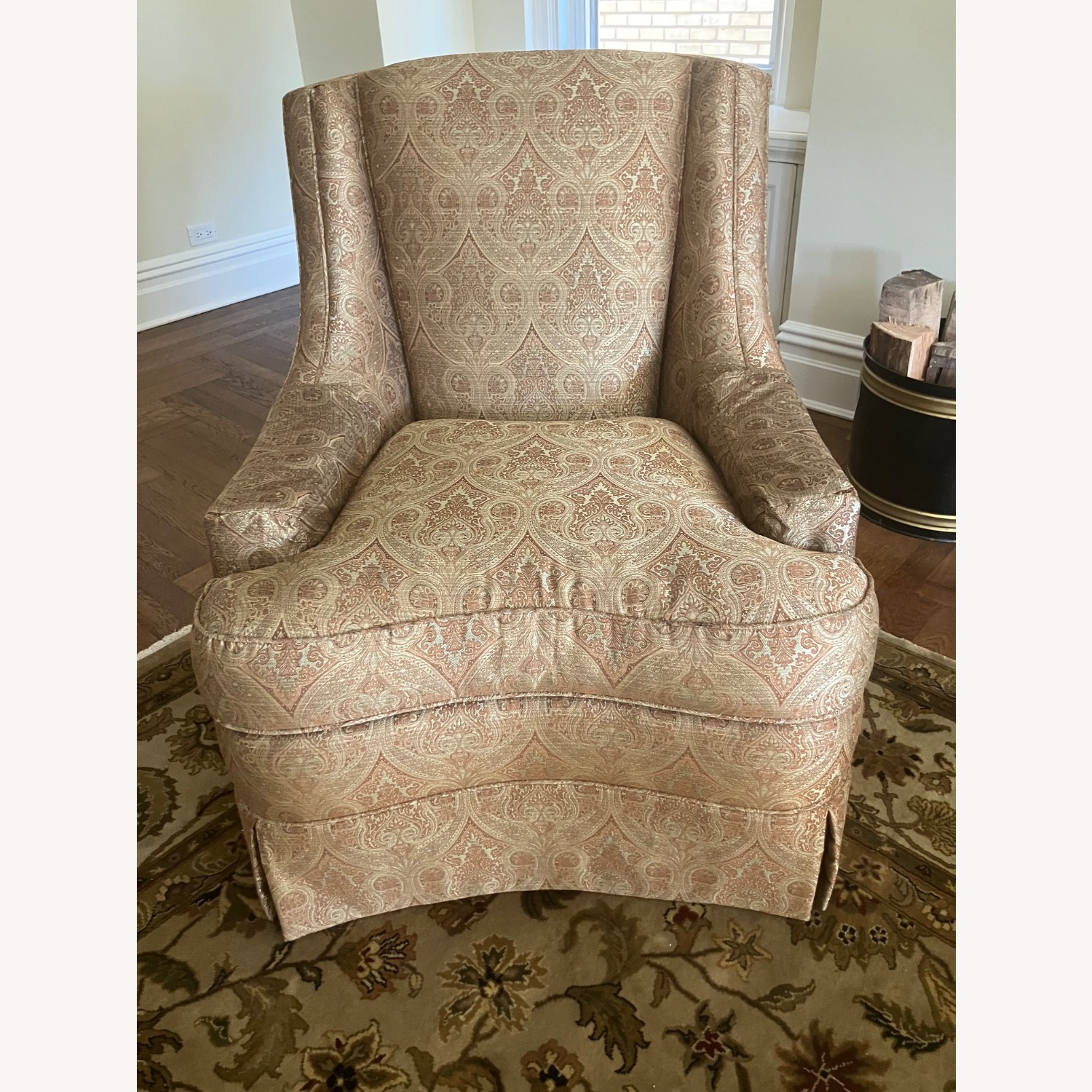 Soft Sage and Cocoa Silk Paisley Chair - image-1