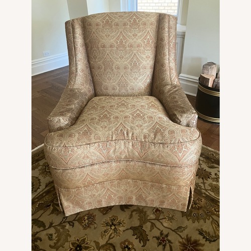 Used Soft Sage and Cocoa Silk Paisley Chair for sale on AptDeco