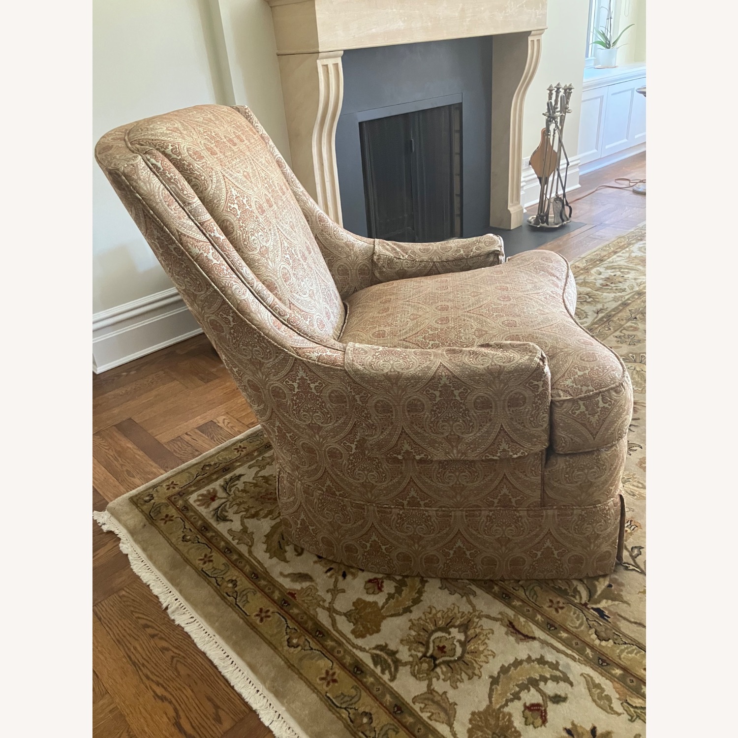 Soft Sage and Cocoa Silk Paisley Chair - image-3