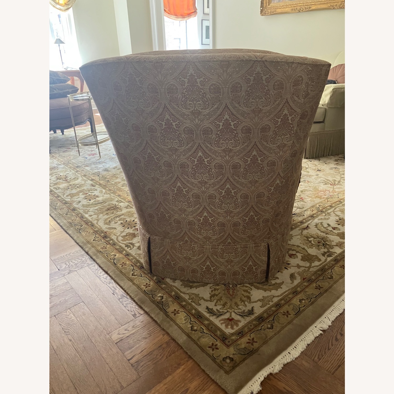Soft Sage and Cocoa Silk Paisley Chair - image-4