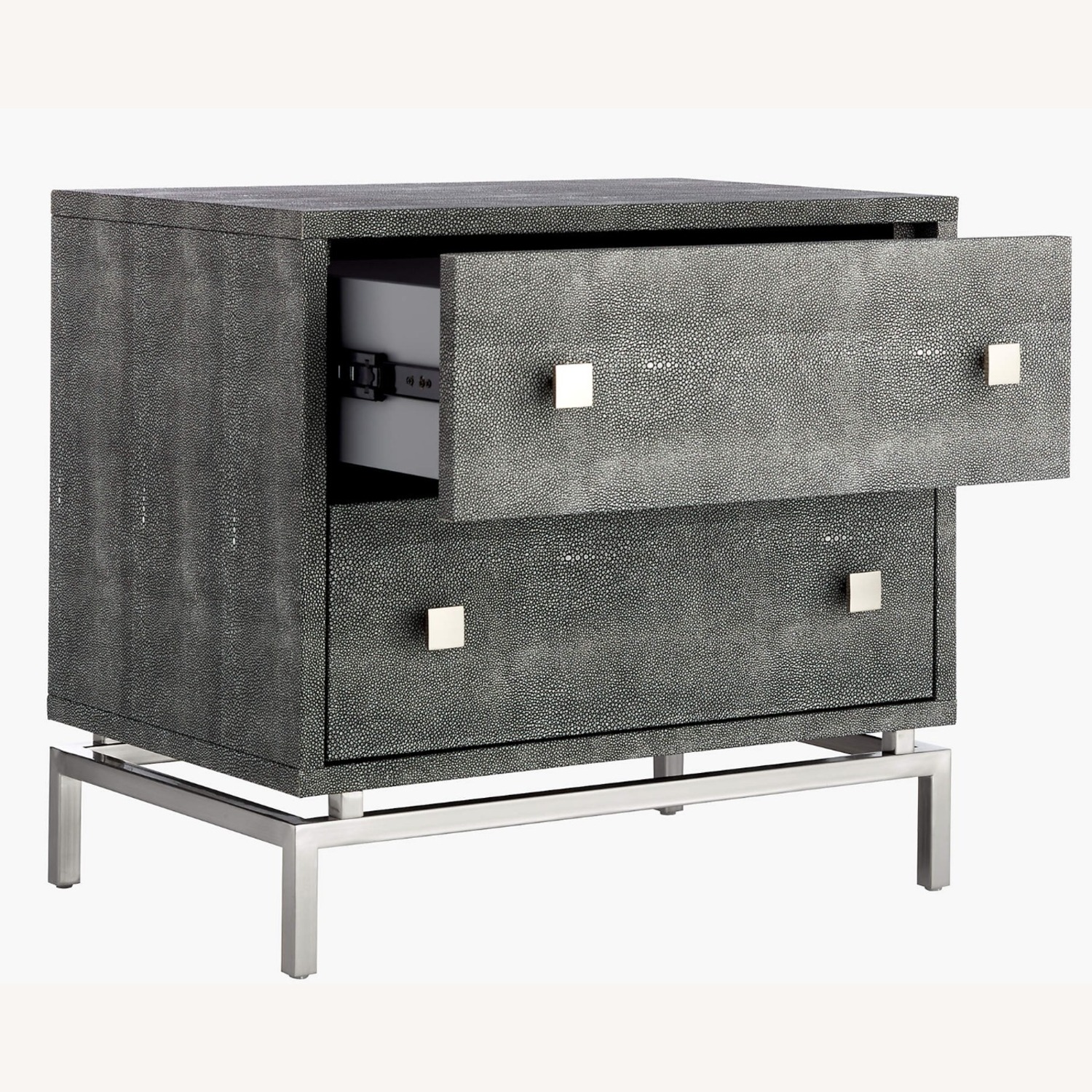 CB2 Set of 2 2-Drawer Grey Shagreen Nightstand - image-2