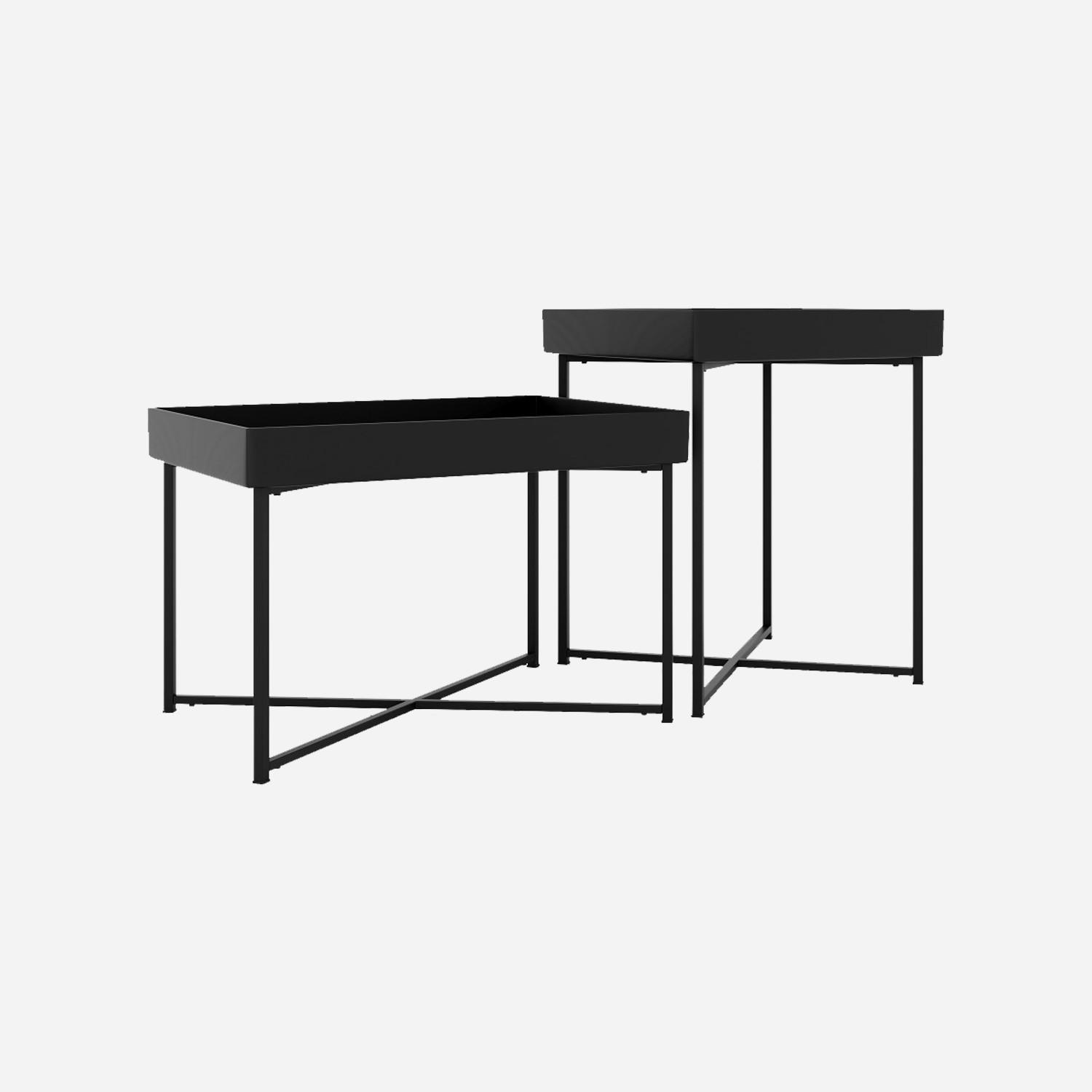 Kaniece Set of 2 Black Metal Coffee Tables - image-6