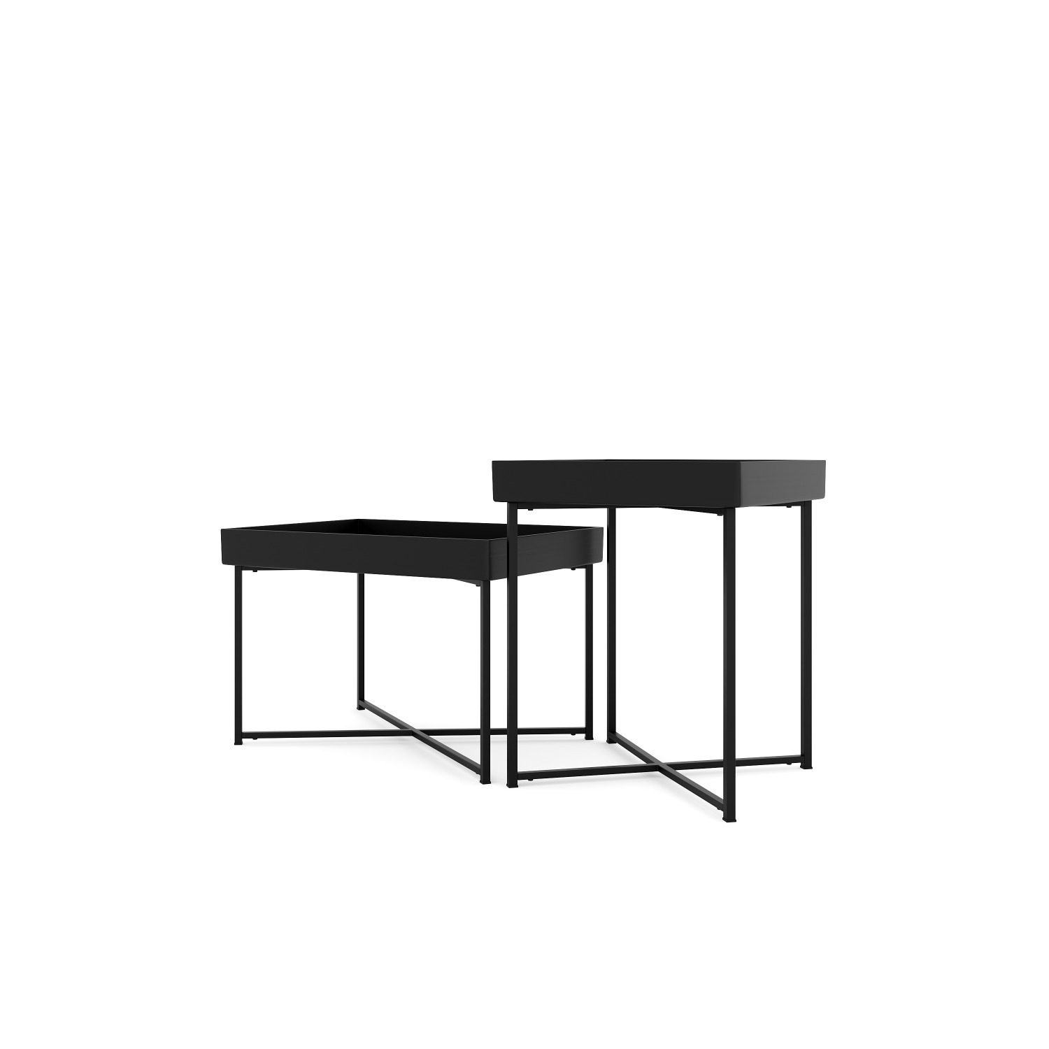 Kaniece Set of 2 Black Metal Coffee Tables - image-4
