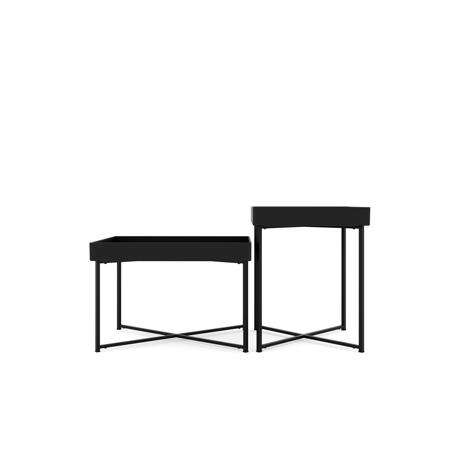Kaniece Set of 2 Black Metal Coffee Tables - image-1
