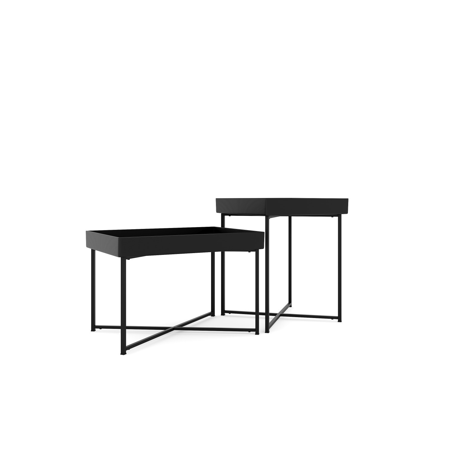 Kaniece Set of 2 Black Metal Coffee Tables - image-2