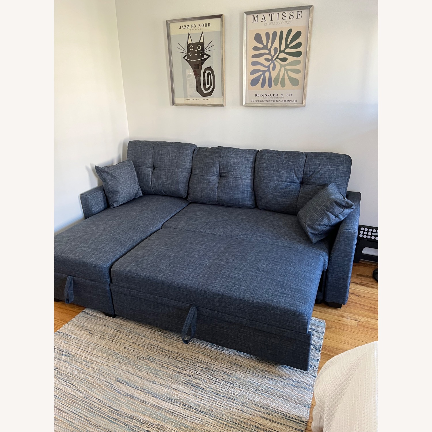 Wade Logan Blue 85" Sleeper Sofa  - image-2