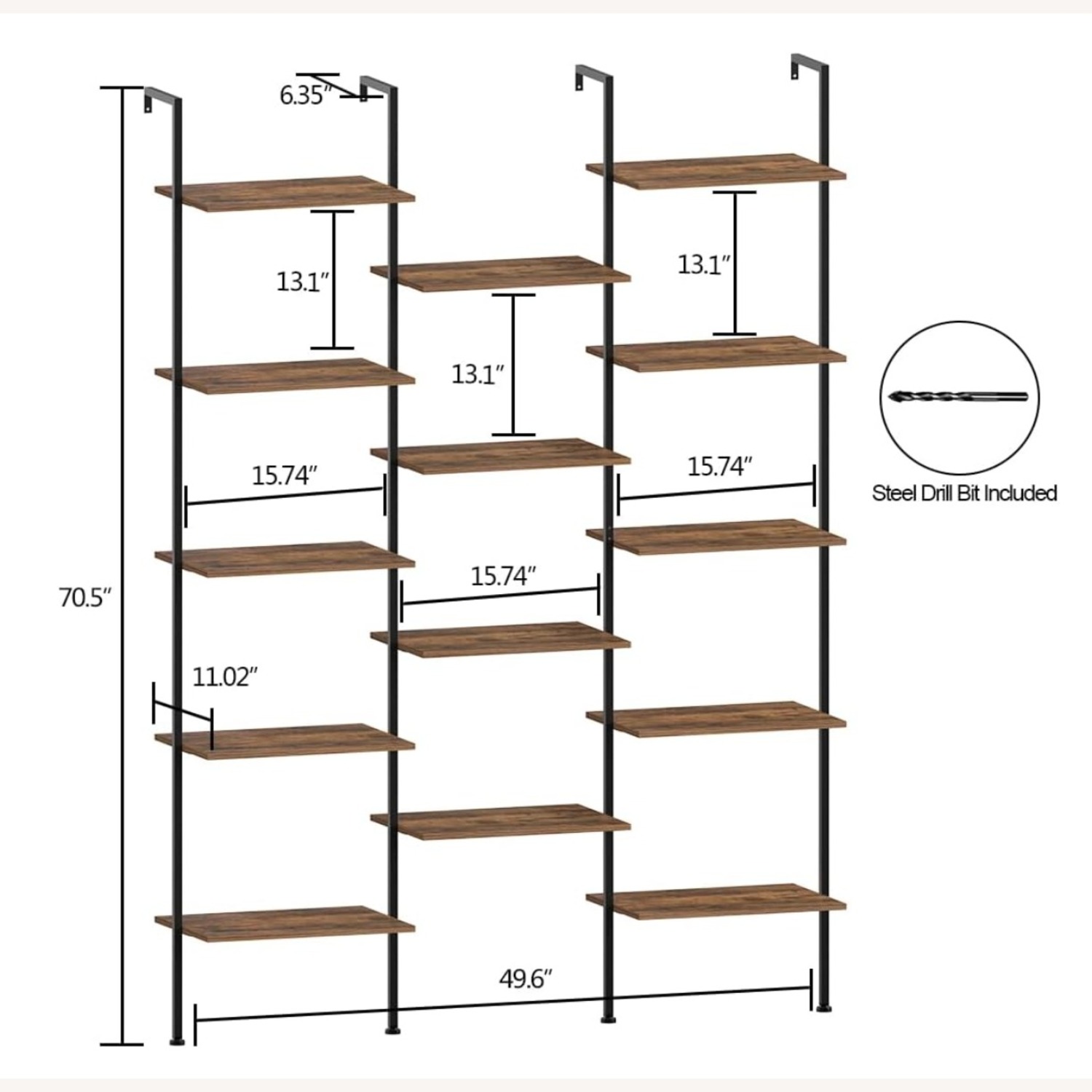 Triple Wide 5-Tier Bookshelf - image-3