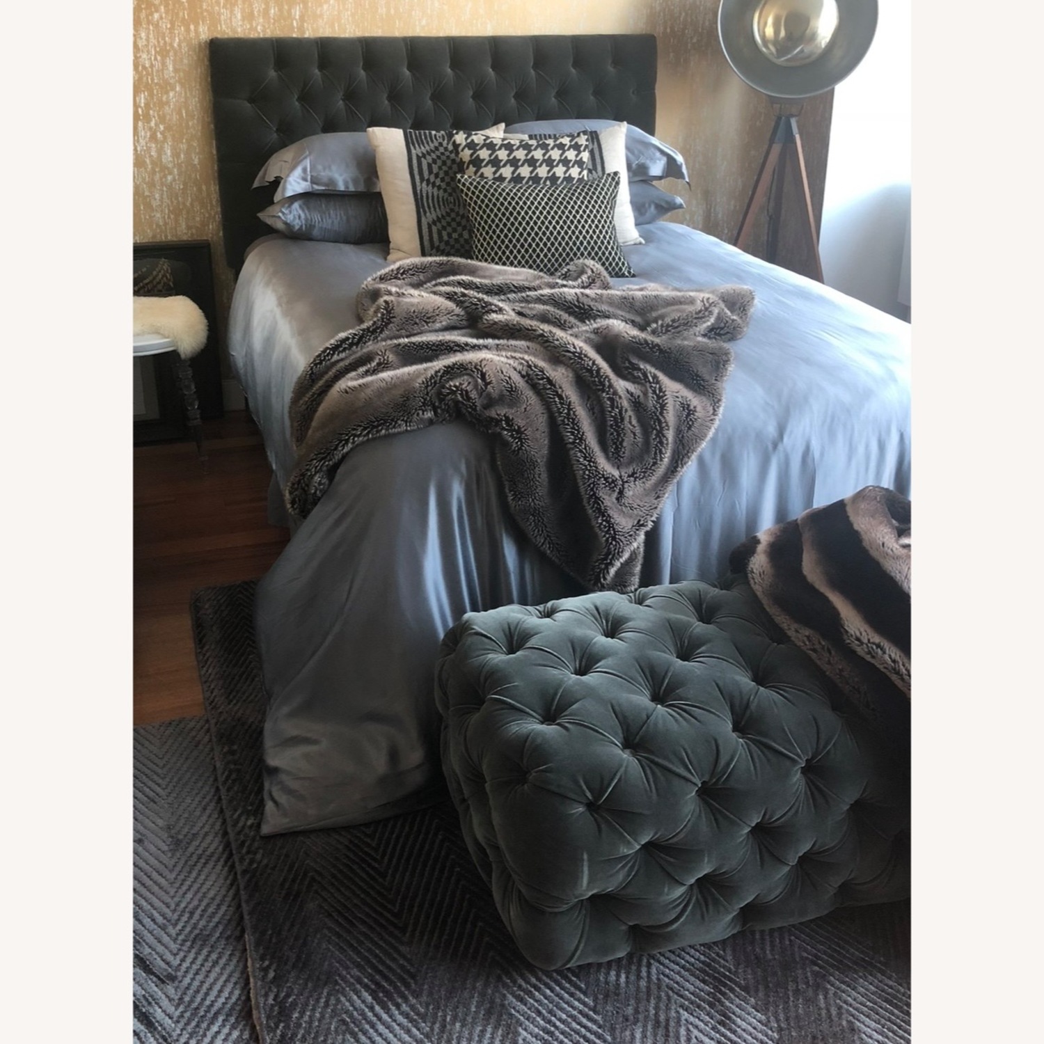 Z Gallerie Velvet Tufted Headboard - image-2