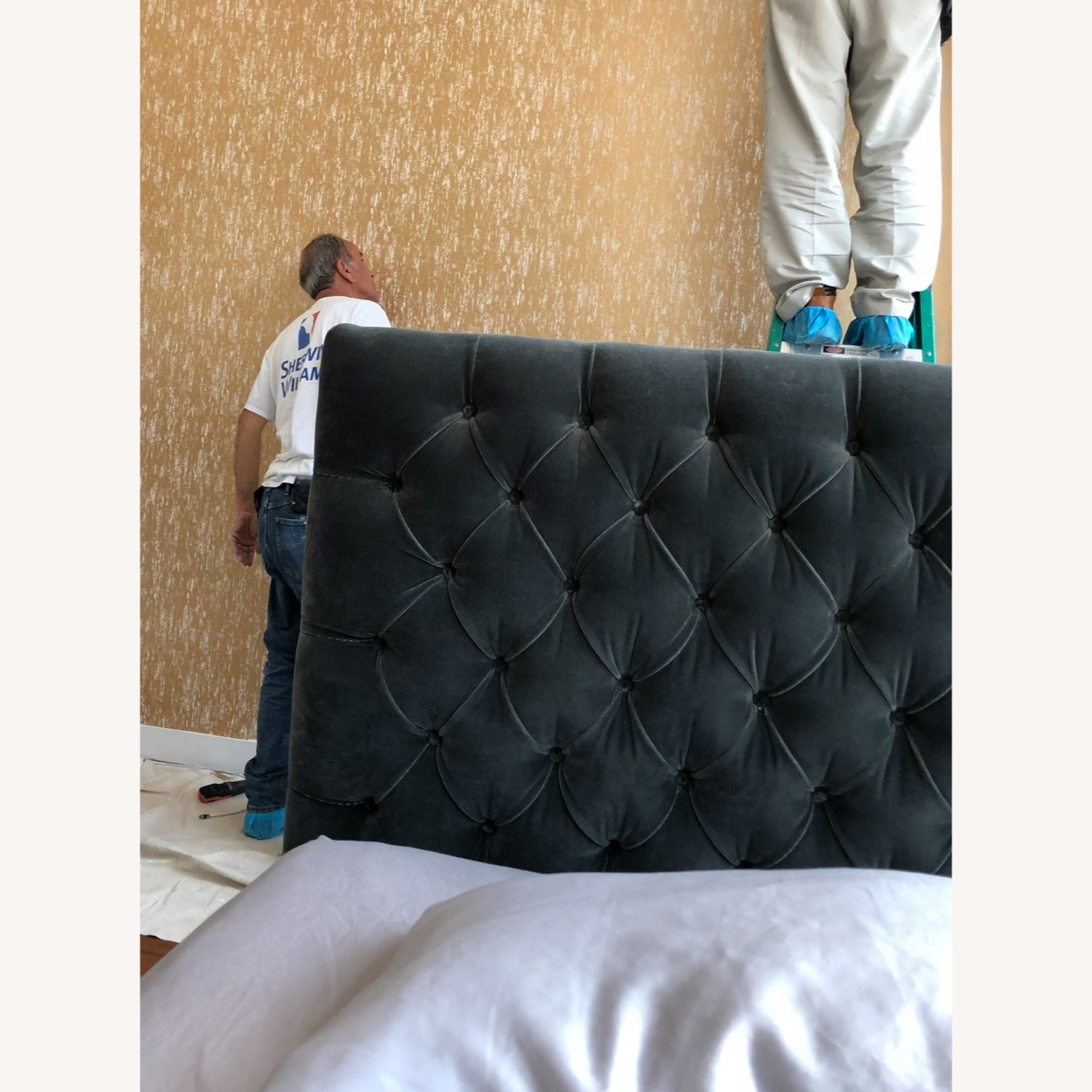 Z Gallerie Velvet Tufted Headboard - image-1