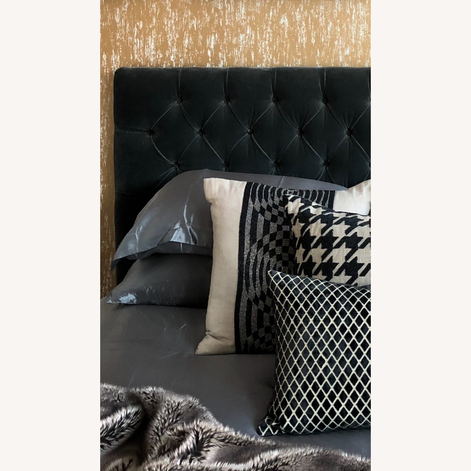Z Gallerie Velvet Tufted Headboard - image-3