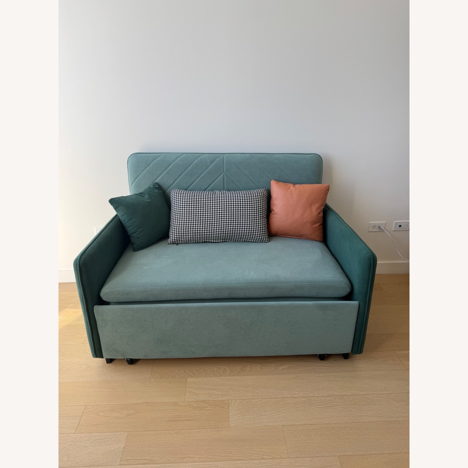 Homary Green Velvet Sleeper Sofa - image-1